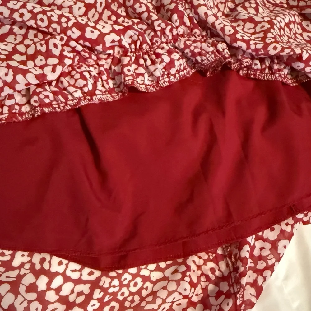 Elegant Red and White Animal Print Patterned Long Sleeve Dress by PrettyGarden - Picture 7 of 14